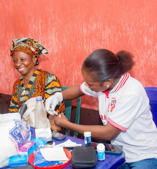 Participant checking her vitals